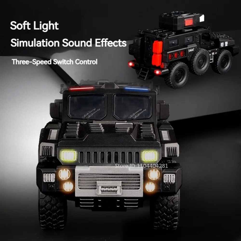 1:50 Alloy Armored Car Diecast Model Toy Sound Light Pull Back Doors Opened Miniature Missile Vehicle for Kid Boy Collection Fun