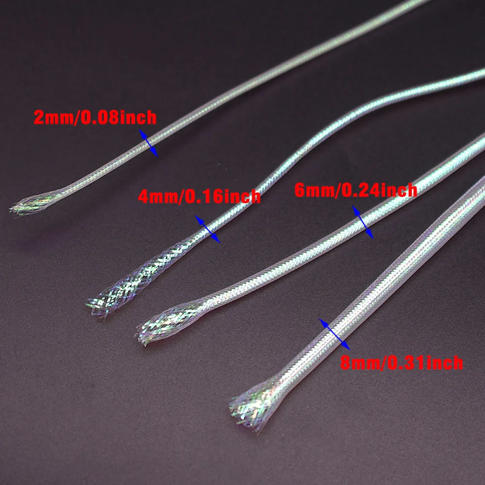 MNFT 2M 2/4/6/8mm Pearlescent Braid Mylar Tubing Fly Tying Materials Round Hologr aphic Cord Pearl Mylar For Tube Fish Fly