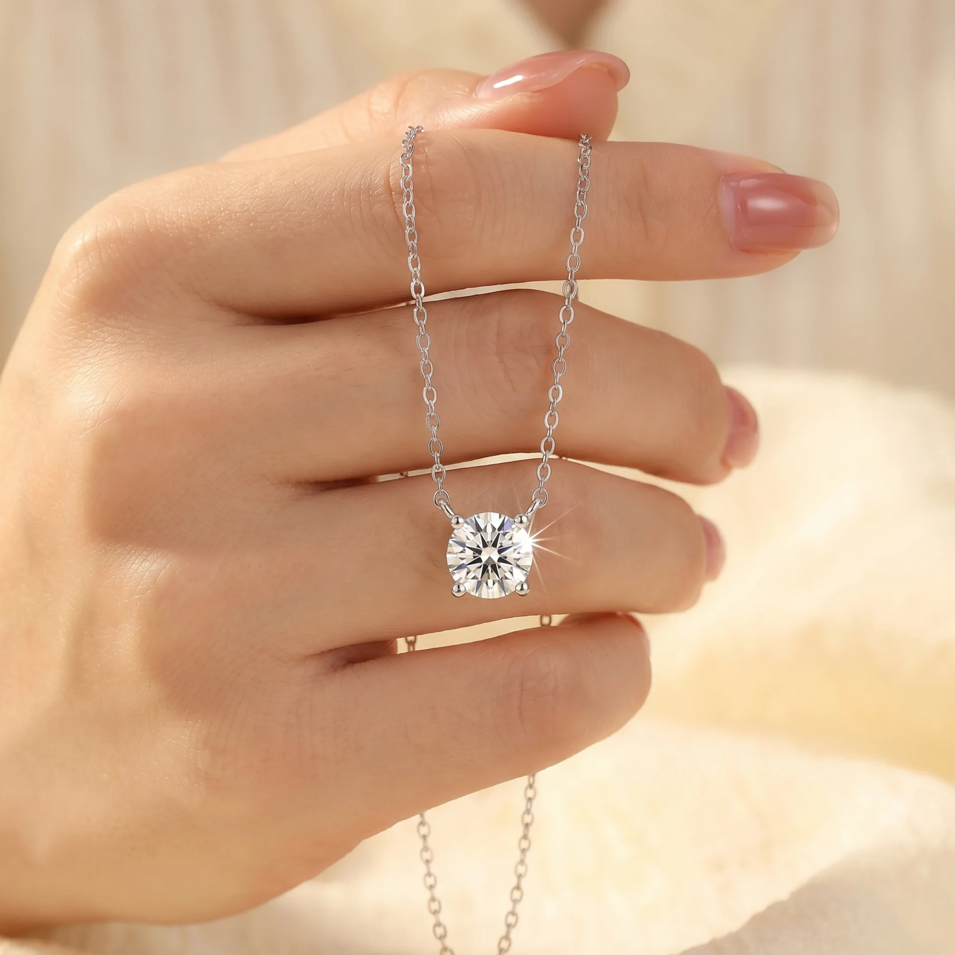 Moissanite Pendant Necklace Solitaire - 여성용 D VVS1 모이사나이트 목걸이 솔리테어