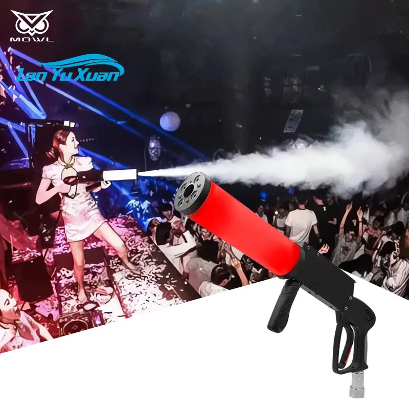 DJ Equipment Mini Air Soft Smoke Fog Shot Spray LED Co2 RGB Gun Pistol Party