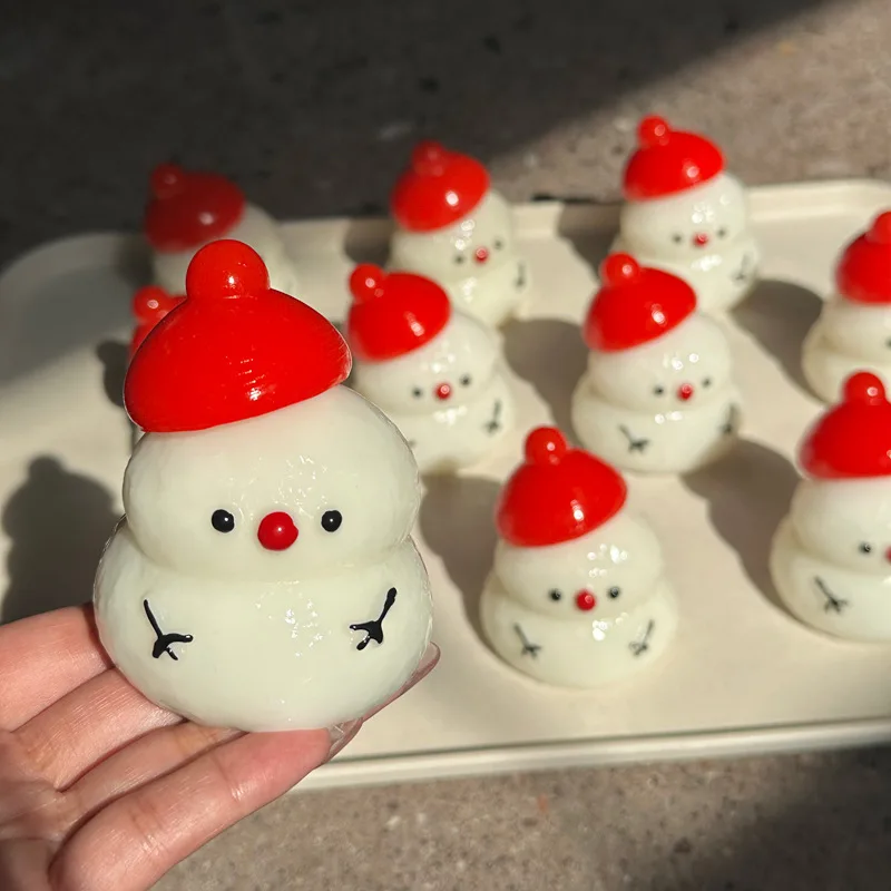 Kawaii Kerst Rode Hoed Sneeuwpop Baby Crème Super Zachte DIY Handgemaakte Siliconen Fidget Squishy Speelgoed Trage Rebound Kerstcadeau Kinderen