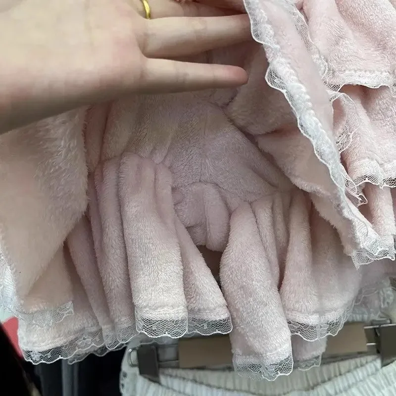 2025 Faldas Mujer De Moda gruesas dulces Faldas De Mujer Patchwork encaje lindo Saia volantes Patchwork encaje Mini Falda japonesa Jupe