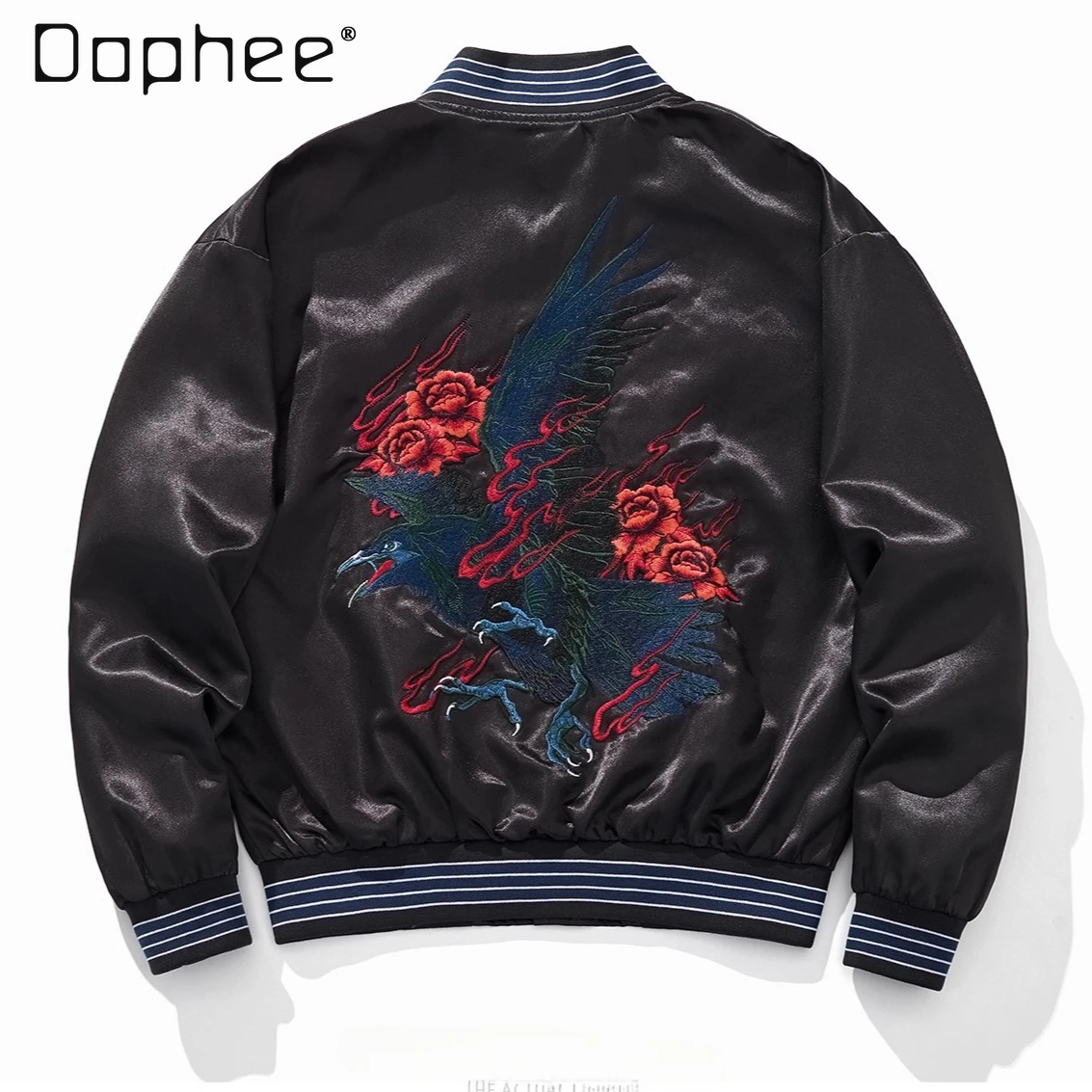 

Spring Autumn Retro Embroidery Trendy Personality Handsome Men Baseball Jacket Street Punk Style Casual Black Versatile Coat