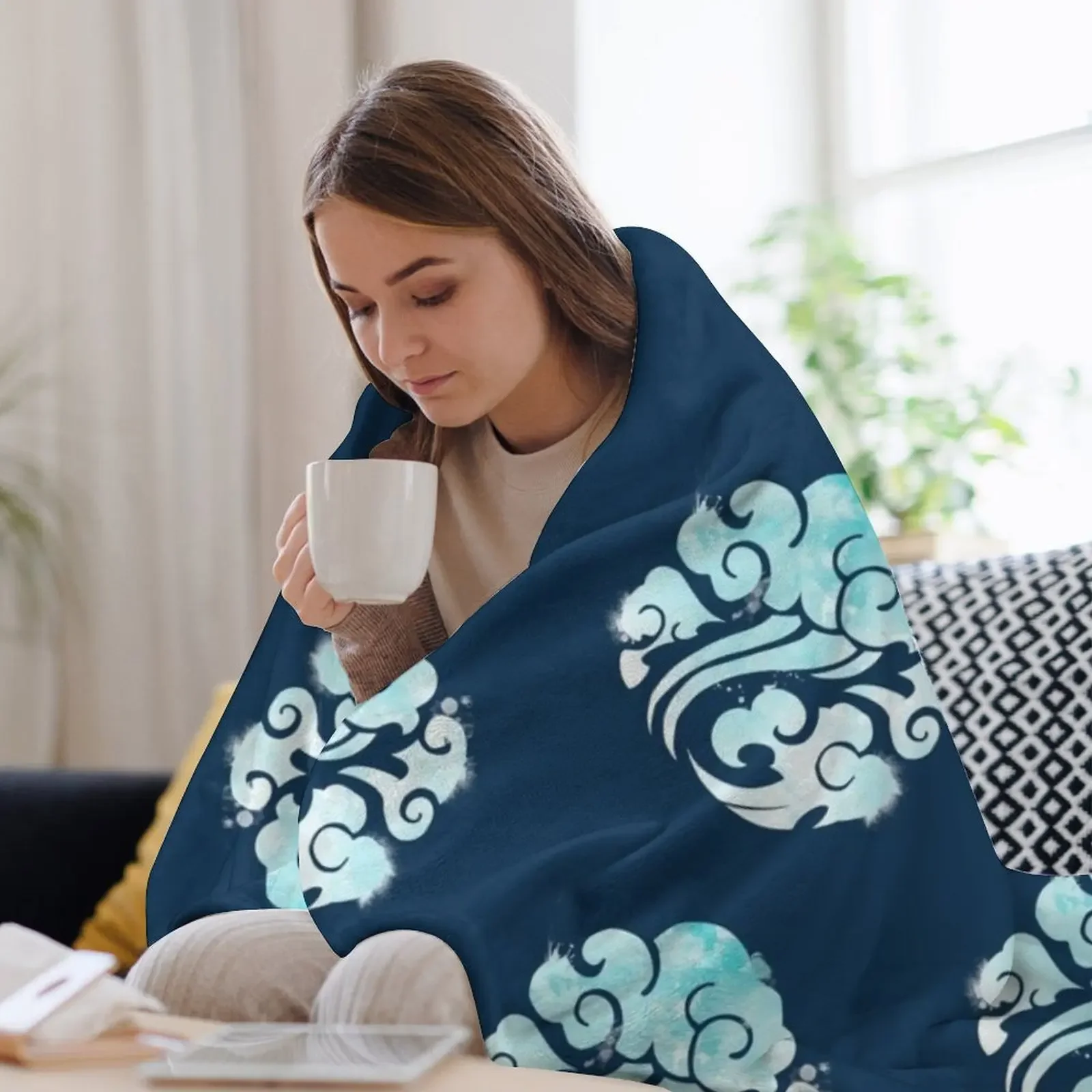 The Gusu Lan Sect in Watercolor Style Throw Blanket Soft Plush Plaid Luxury Throw Furrys Heavy Blankets