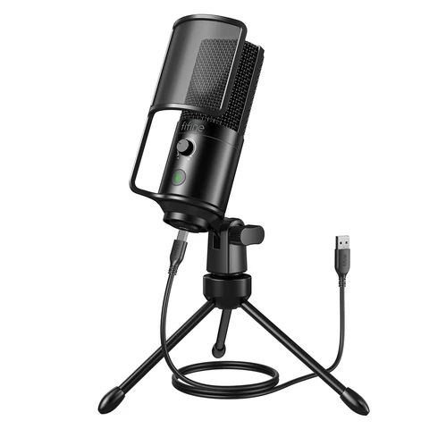 FIFINE-USB Microfone Streaming com Filtro Pop, Conjunto de Microfone Condensador, Tap-to-Mute, Controle Vol para PC, Gravação, YouTube-K669PRO1