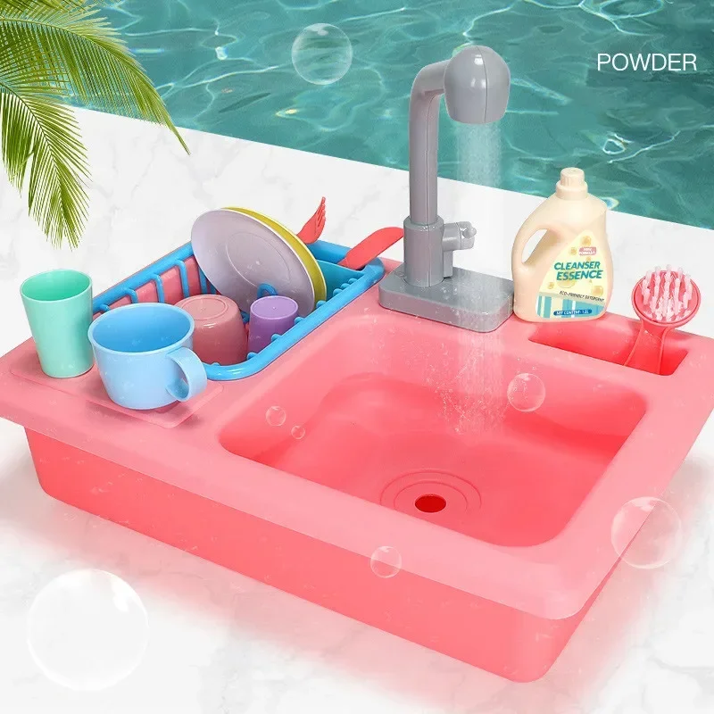 Electric Water Tap Kitchen Sink Toy para crianças, Simulação de alta qualidade, Water Cleaning Play, House Interactive Toy, Baby Gift