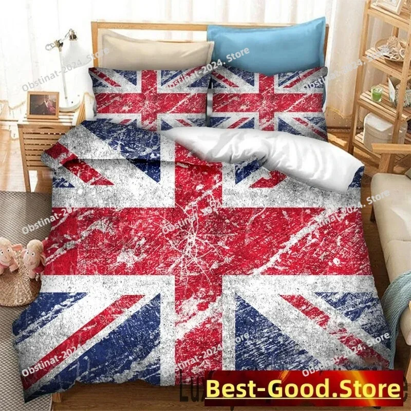 Top 3D Print Britain United Kingdom Flag Bedding Set Double Twin King Duvet Cover Comforter Pillowcase Boys Girls Adults Bedroom