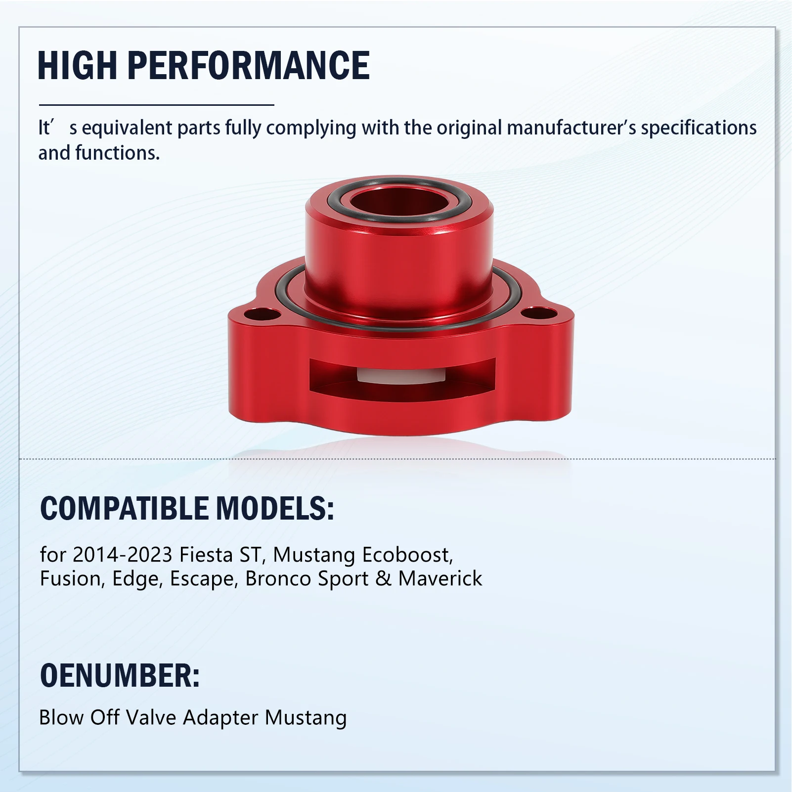 Billet Aluminum Red Blow Off Valve Adapter FOR Ford Fiesta/Mustang/Fusion/Edge/Escape/Transit/Bronco 1.5 1.6 2.0 2.3 2.7L