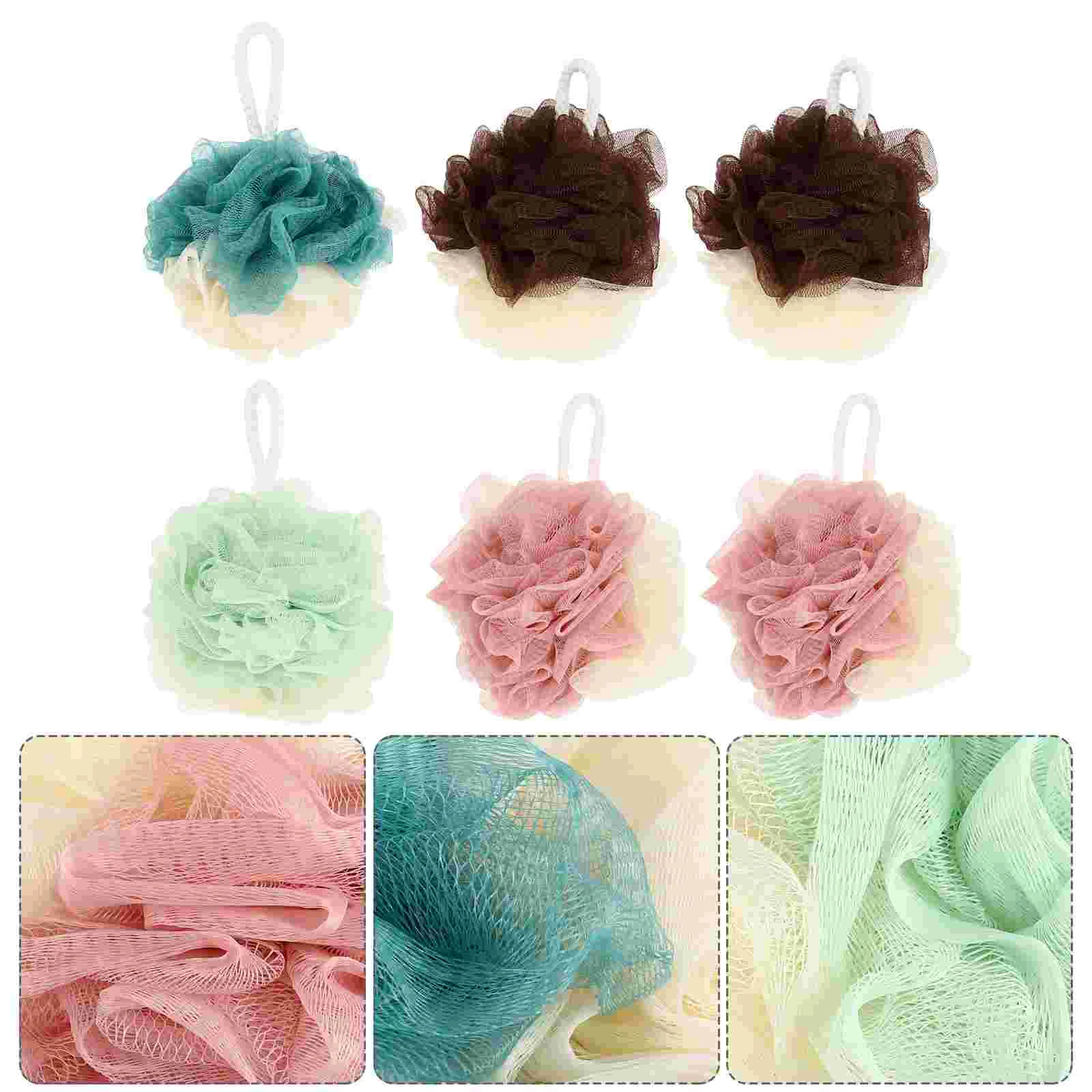 

6 Pcs Gradient Bath Ball Sponge Shower Exfoliating Body Srub Scrubber Exfoliator Poufs Tub Child