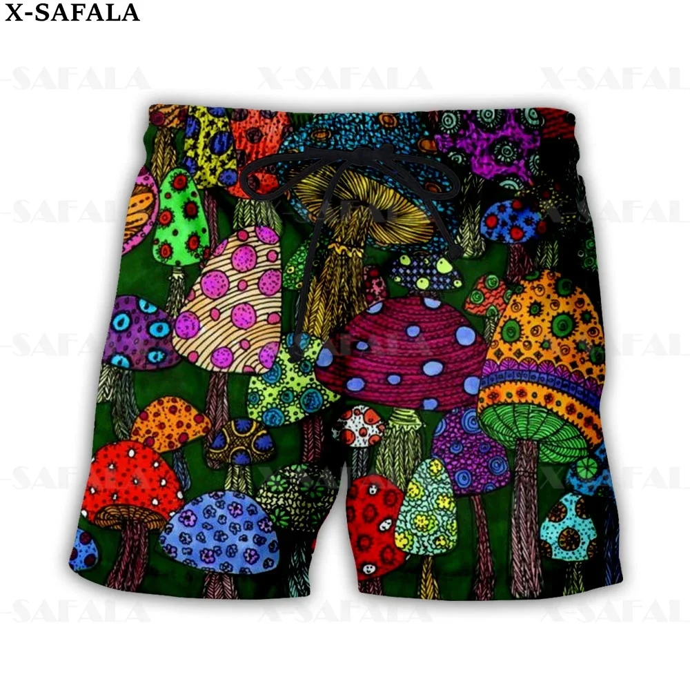 Trippy Psychedelic Mushroom 3D Print Mens BoardShorts Shorts Elastic Waist Shorts Summer Beach Harajuku Casual Drawstring-6