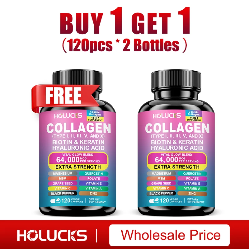 Collagen Complex Supplement with Biotin & Hyaluronic Acid, Hair Skin & Nails Support,Beauty Nutrition Formula for Skin Hydration