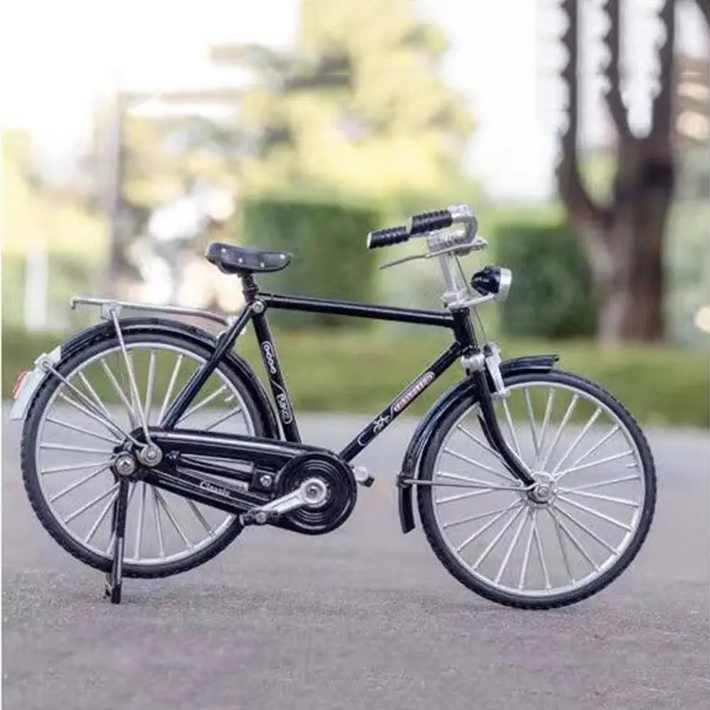 1:10 Scale Assembly Bicycle Model DIY Alloy Simulation Bike Model Kit Self Assembled Ornament Mini 28 Big Bar Bicycle