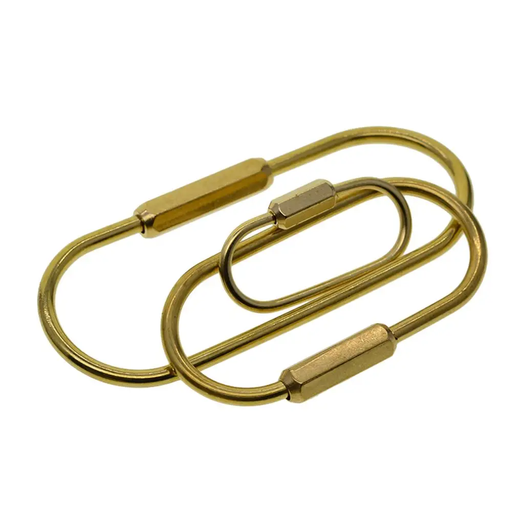 Pack of 3 Brass Key Chain Screw Keyring Hook Fits Keys, Purses, Handbags on