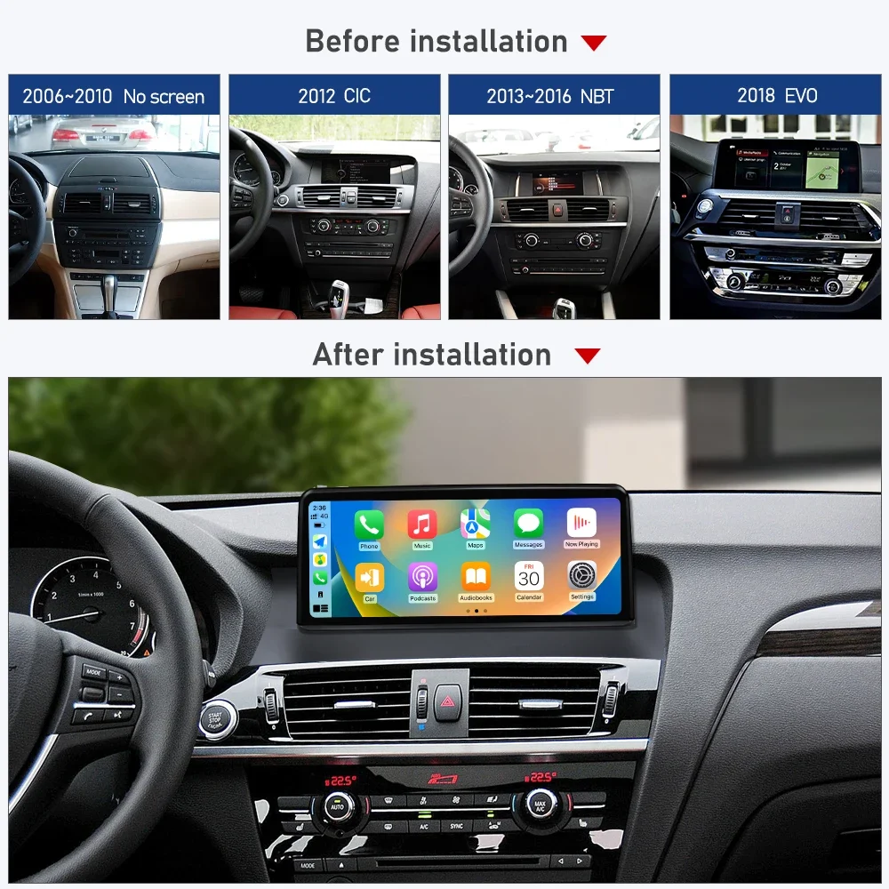 10.25 Inch Android 13 Car Stereo For BMW X3 X4 E83 F25 F26 G01 G02 2006-2018 Wireless CarPlay GPS Navigation Multimedia Player