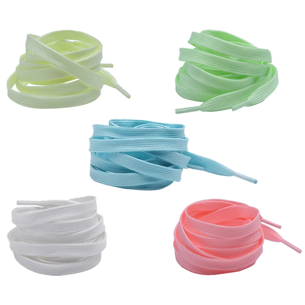 

5 Pairs Sturdy Shoe Straps Laces for Sneakers Fluorescent Shoelaces White Glowing Shine Elastic Blended