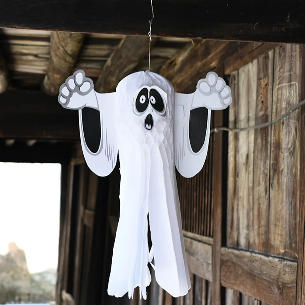 

2Pcs Halloween Ghost Honeycomb Pendant Paper Decorations Hanging Ornaments Party Props Festival Haunted House Wall Window Decor