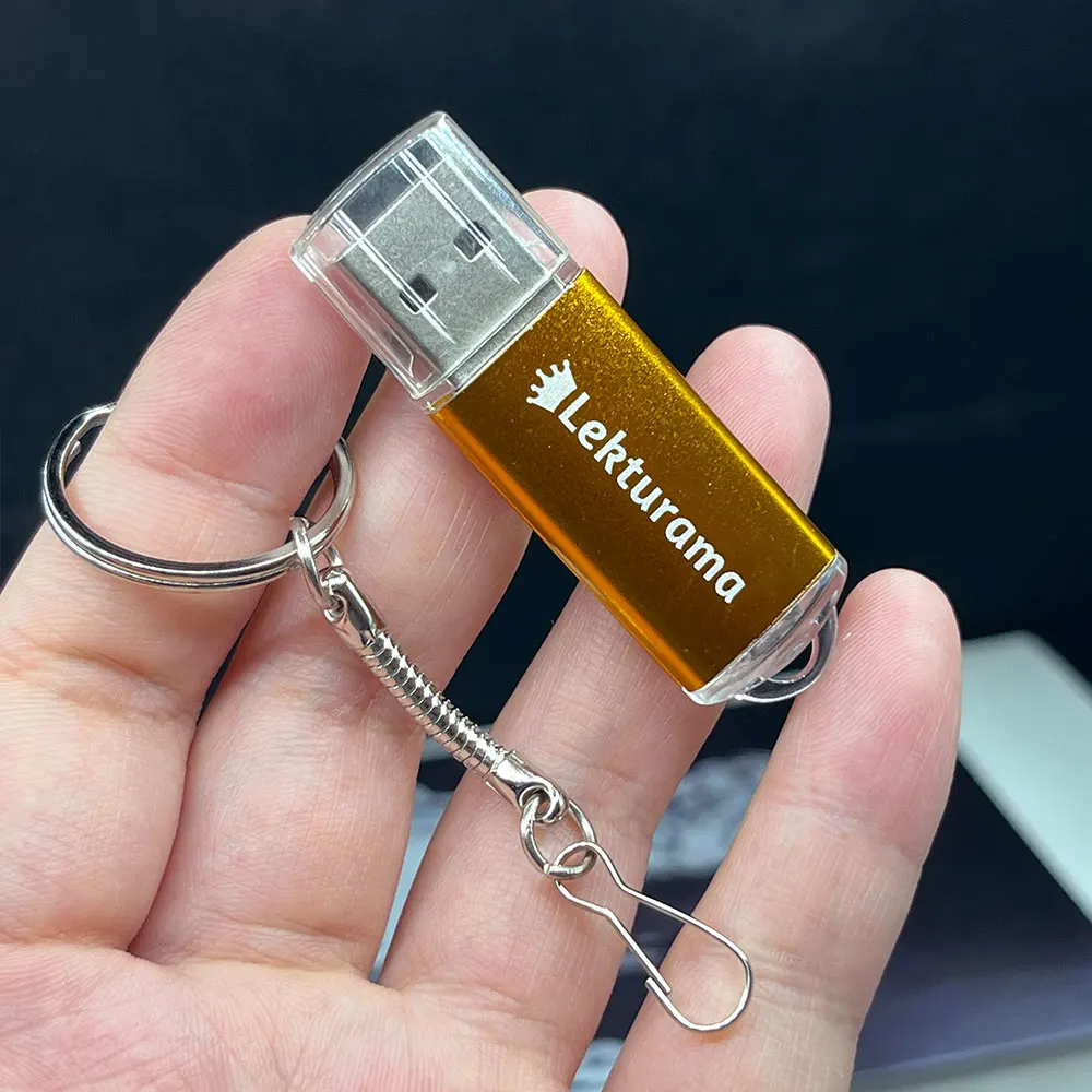 50pcs Harga Grosir Flash Drive Metal Usb 2.0 4GB 8GB Pendrive 64GB Memory Stick Logo Gratis Hadiah Tahan Air U-disk dengan rantai