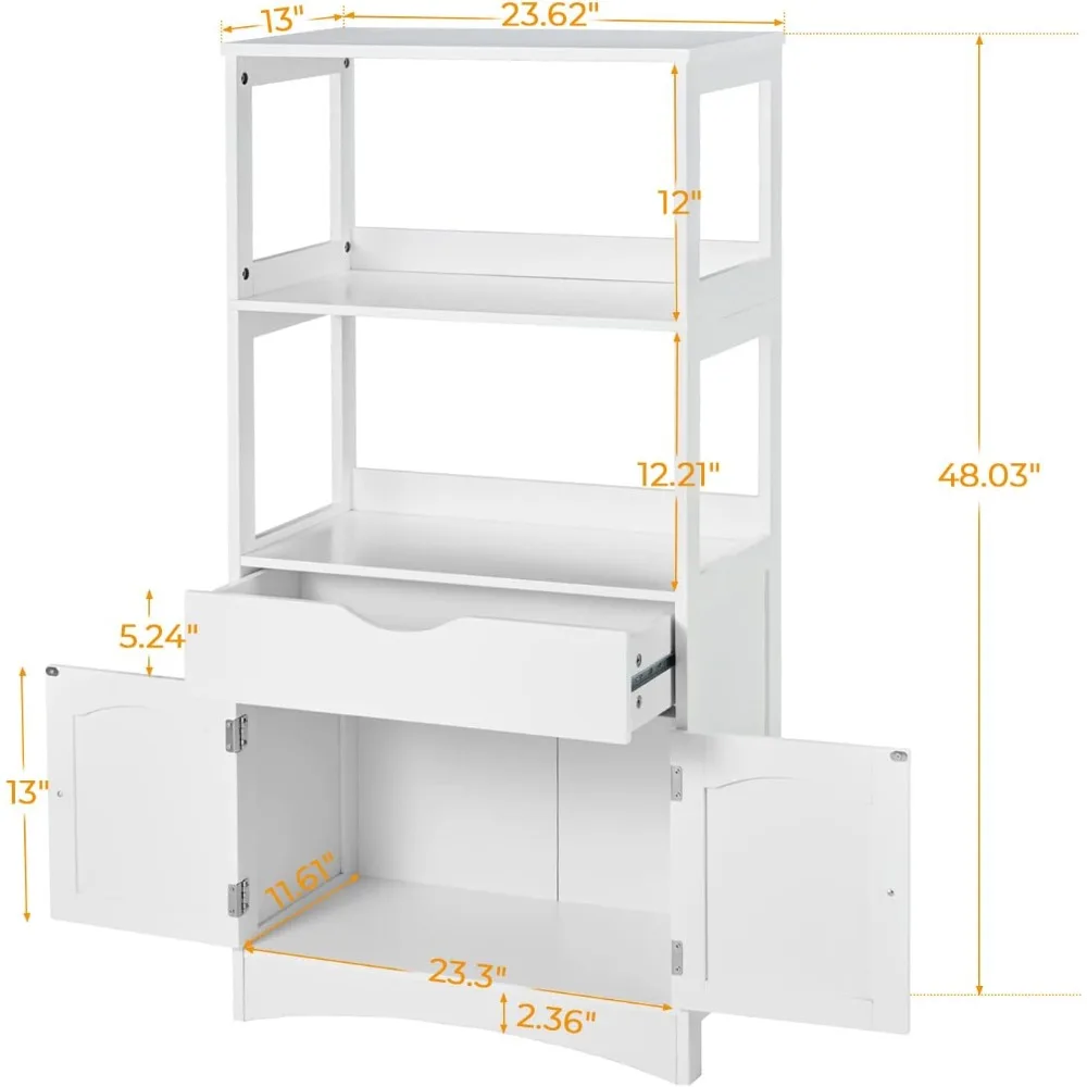 Sideboard Storage Cabinet with 2 Open Shelves, 1 Drawer and 1 Cupboard Kitchen Pantry Storage Cabinet