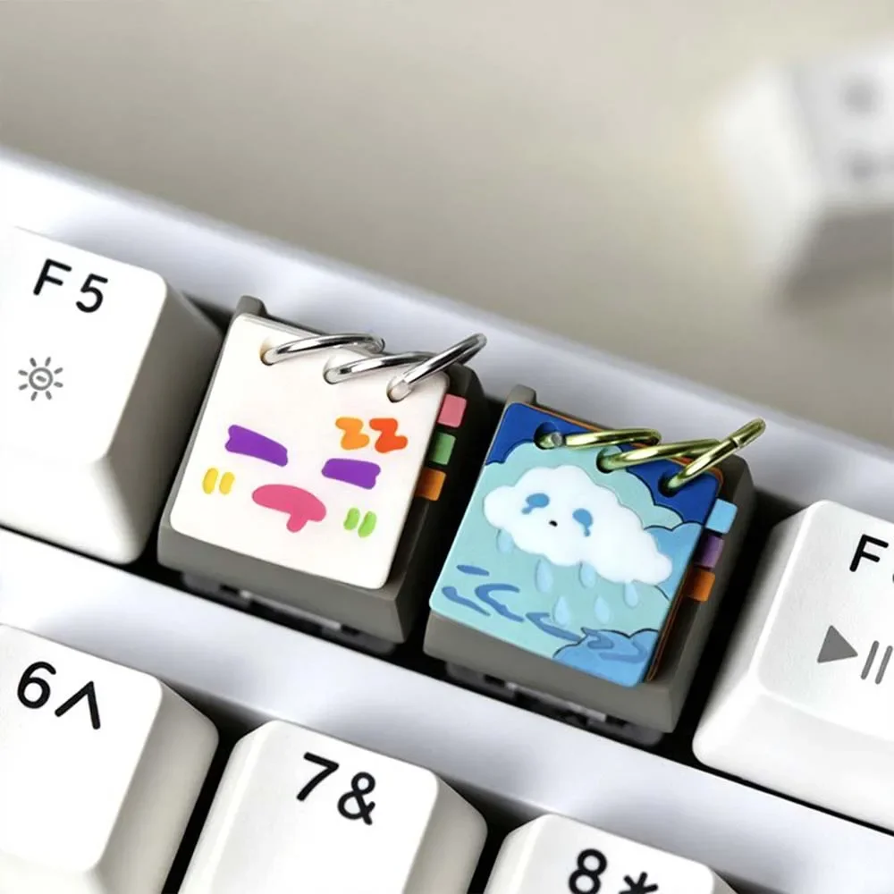 Single Custom Cartoon Calendar Keycap Lovely Cloud Expression Pattern DIY Mod Accessory for Mechanical Gaming Keyboard