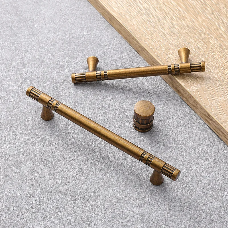 

YM Retro Copper Antique Cabinet Drawers Handles Italian French Minimalist Light Luxury Furniture Wardrobe Door Vintage Home D