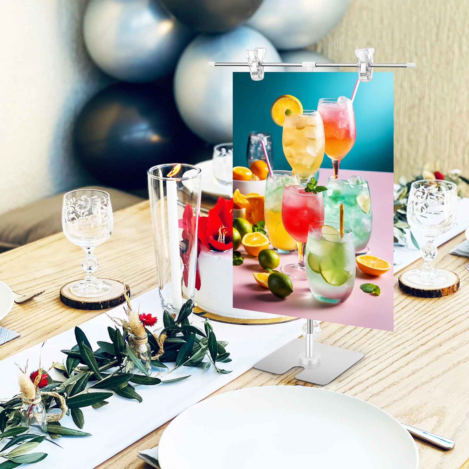 2 قطعة مجموعة حامل عرض قابل للتعديل حامل ملصق مرن منبثق لطاولة الأرضية حامل عرض علامة محمول للتجارة #4