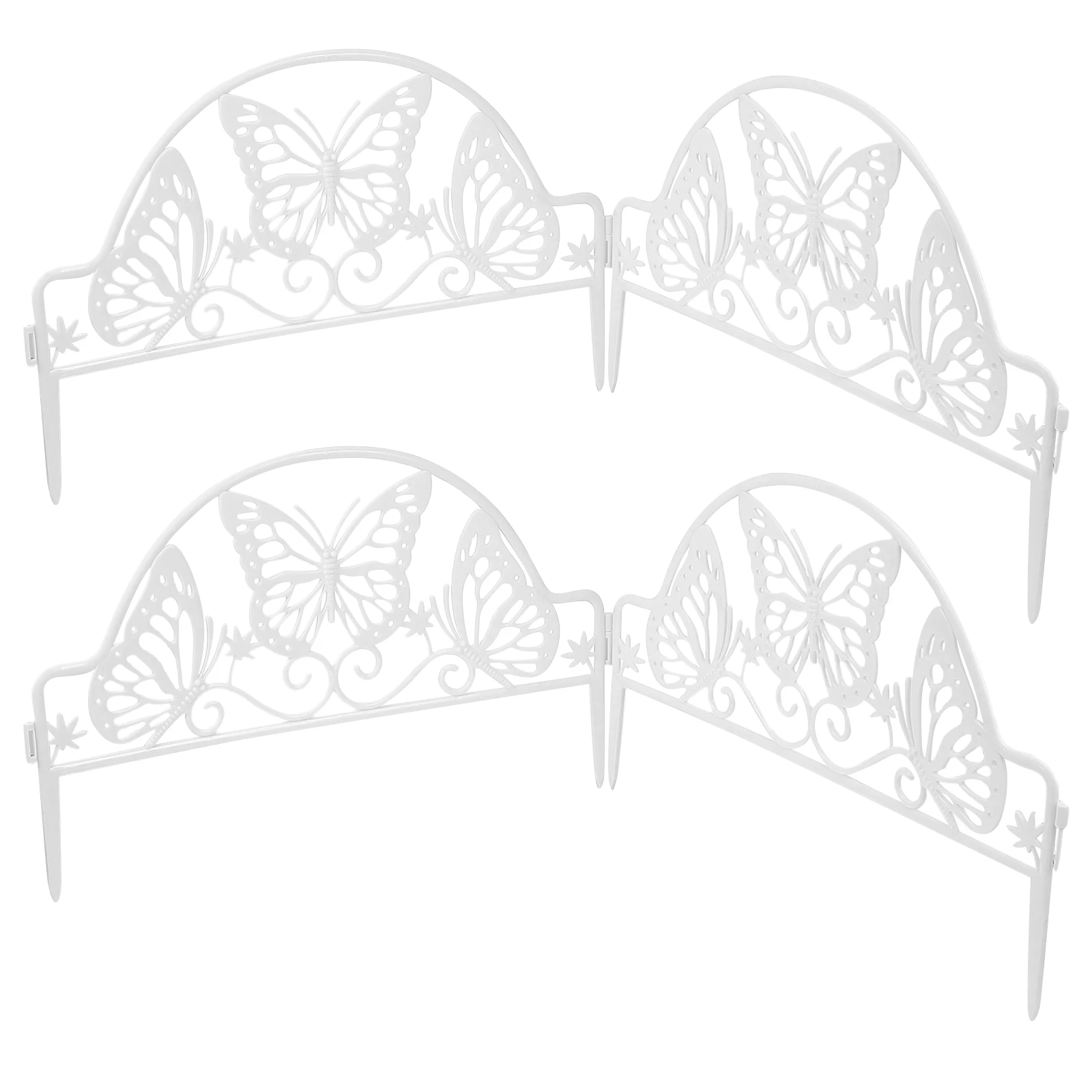 

4pcs White Plastic Garden Fences Decorative Yard Edging Fence Scene Adornment Easy Assemble Durable Lightweight Pastoral Style