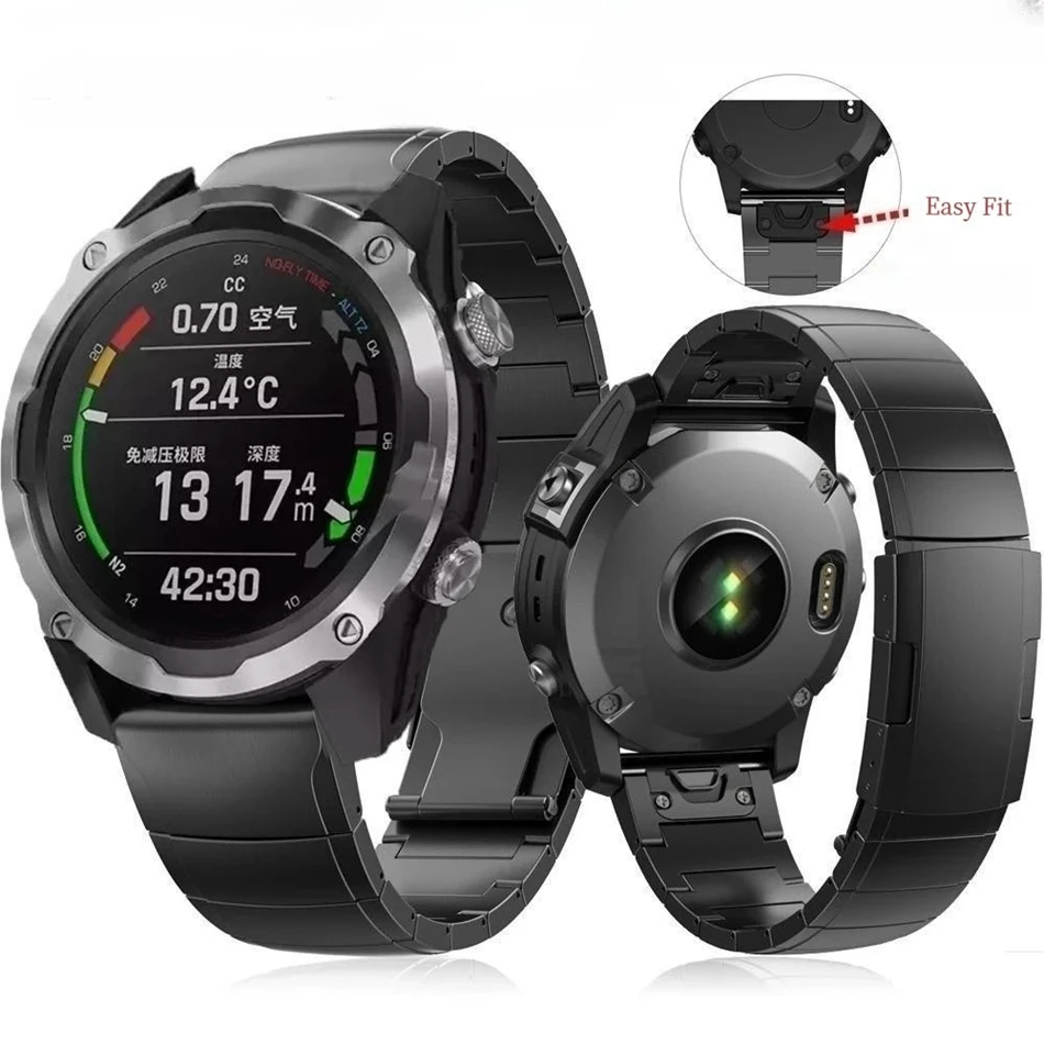 QuickFit 22/26mm Strap For Garmin Fenix 8 47/51mm 7X Pro 6X 5 Plus Titanium One-Bead Watch Band for Instinct Tactix 8 7 Enduro 2
