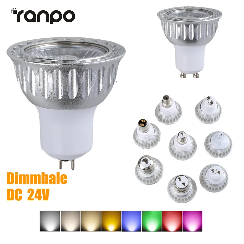 DC 24V 10W Dimmable LED Spotlights COB Spot Light Bulbs Home Lamps GU10 GU5.3 E12 E27 E14 B15 B22 MR16 Aluminum Lighting