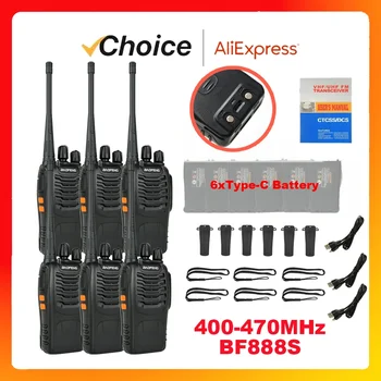 Baofeng Resmi Mağaza 6 Adet BF 888S Walkie Talkie UHF 400 470 MHz Uzun Menzilli İki Yönlü Amatör Radyolar Alıcı-Verici Avcılık Otel için
