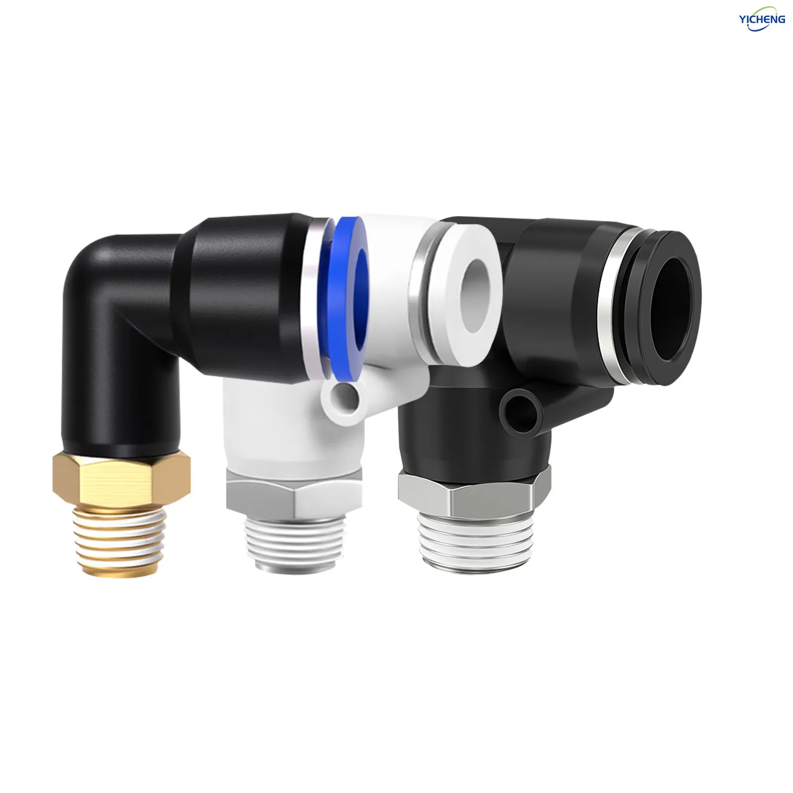 

YICHENG PNEUMATIC Male 12mm Tube OD Elbow Thread specification 1/8“1/4"3/8"1/2"Inch 90°Push to Connect Fittings PL12(Pack of 30)