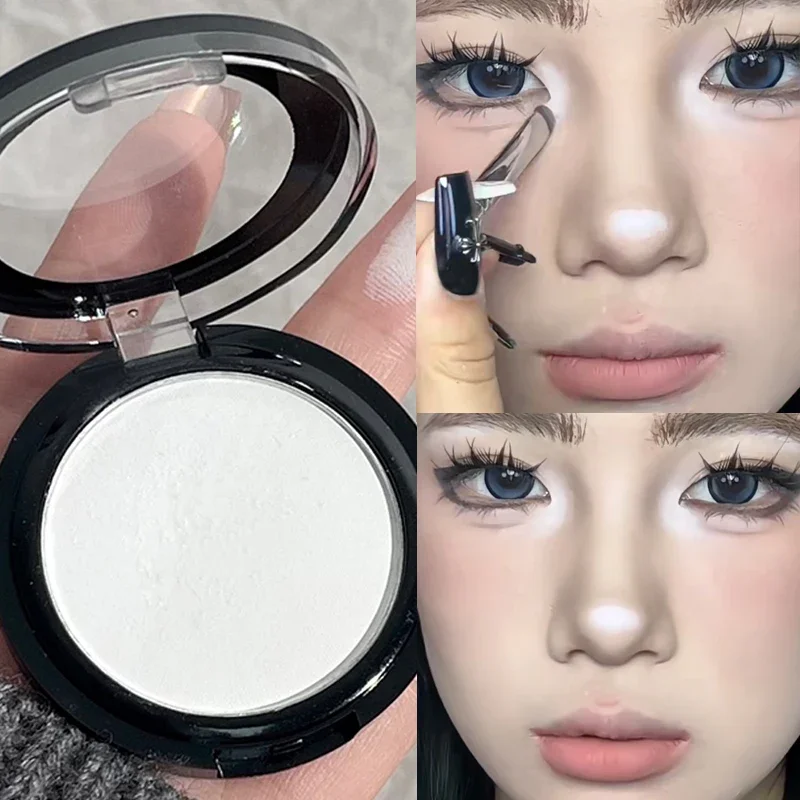 Matte สีขาวสีน้ําตาล Highlighter Contouring Palette 3D Bronzer Highlighting สําหรับ Face Powder Texture กันน้ําจมูกเงาแต่งหน้า