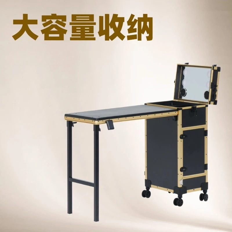 Professional Trolley Cosmetic Case, Rolling Beauty Makeup Storage Suitcase for Nail Technician Tools