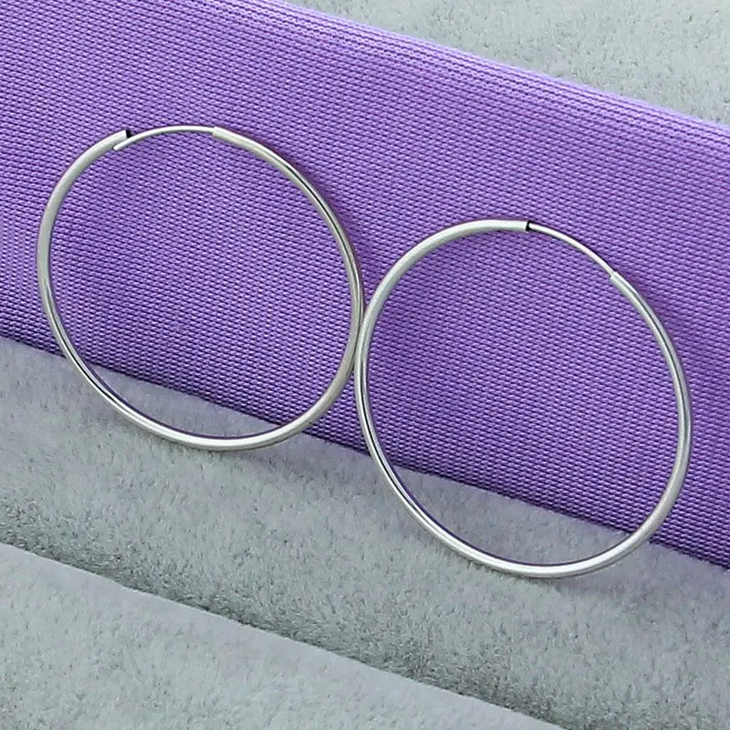 

2025 New 925 Sterling Silver 35MM Round Earrings For Women Fashion Hip Hop Hoop Earrings Wedding Party Jewelry Accessories
