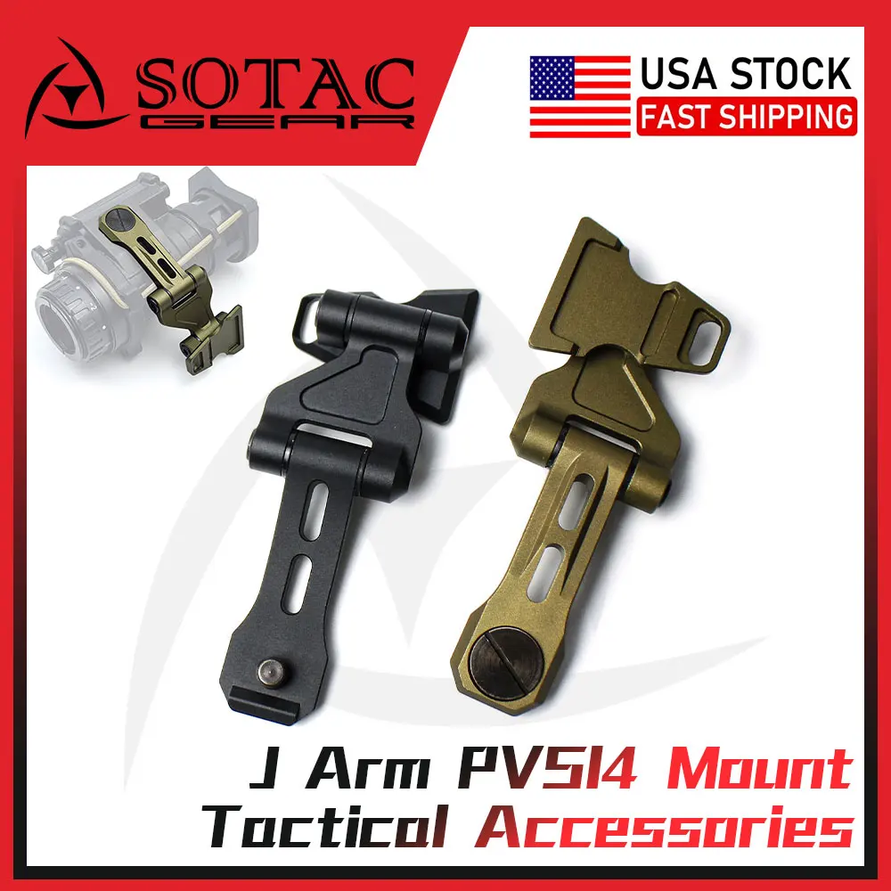 US Warehouse SOTAC-GEAR PVS-14 J Arm NVG Mount Metal Tactical Helmet Mount Night Vision Bracket For L4G24 Dovetail Adapter Lightweight