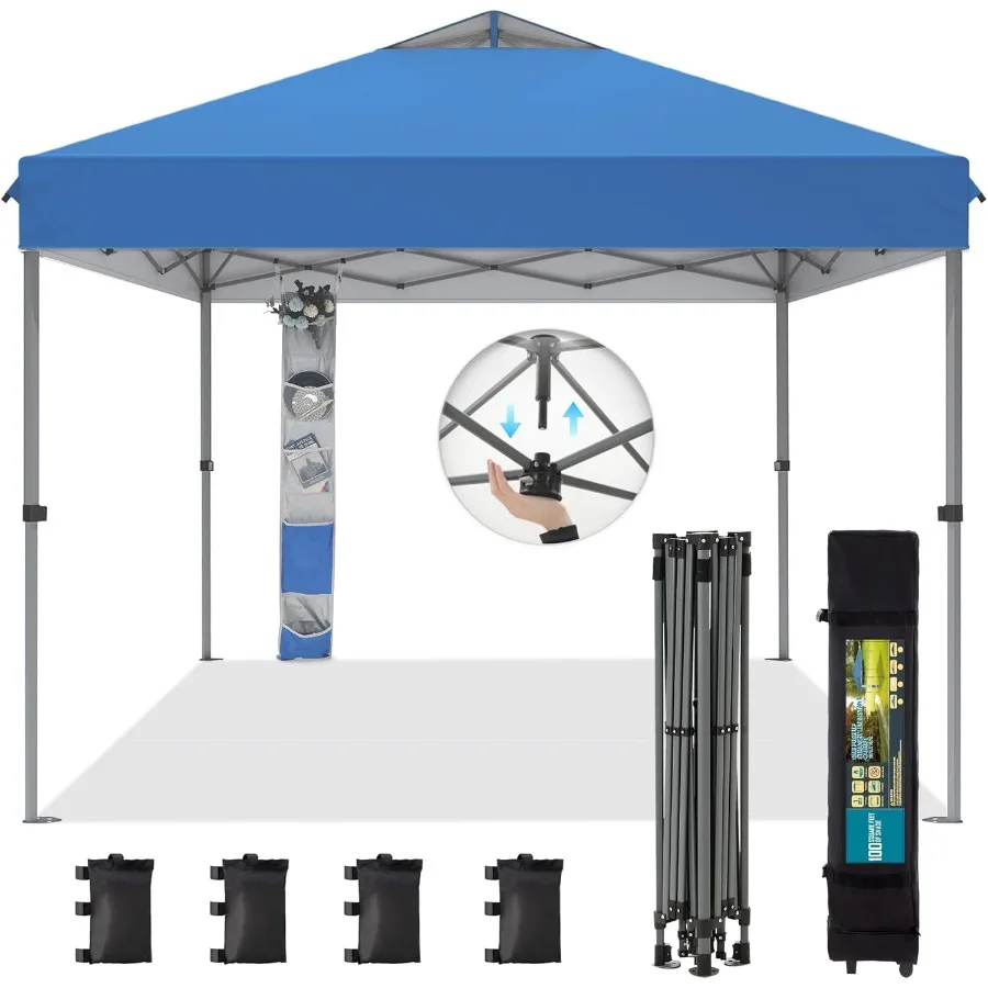 Tienda de campaña con dosel emergente de 10x10 pies para eventos al aire libre con tapa ventilada para un flujo de aire mejorado Configuración rápida para 1 persona Construcción duradera