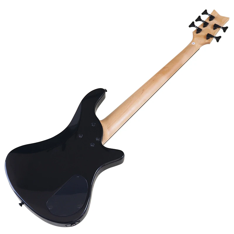 Left Hand 5 String Bass Guitar Black 43 Inch Electric Bass Guitar High Gloss Solid Basswood Body with Canada Maple Neck