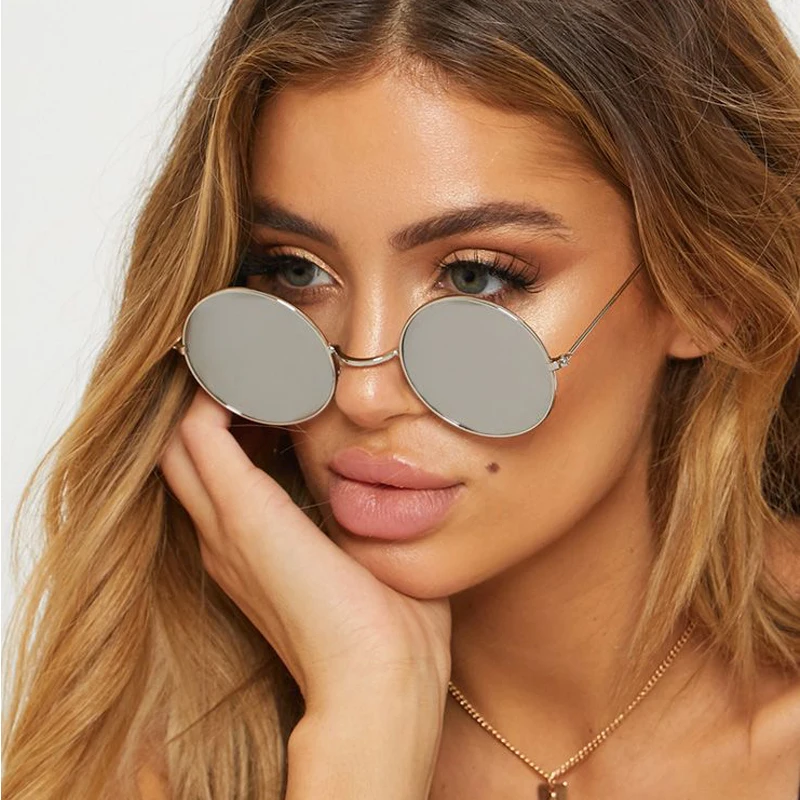 العصرية النظارات الشمسية المستقطبة المستديرة عالية الجودة العلامة التجارية تصميم خمر حفلة الرجال دائرة إطار صغير النساء ظلال صفراء نظارات شمسية #2