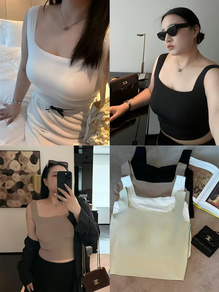 

Большой размер, жилет из ледяного шелка со встроенной подкладкой для груди, дышащее нижнее белье для женщин, бренд XiaoXin, полиэстер 75,8%