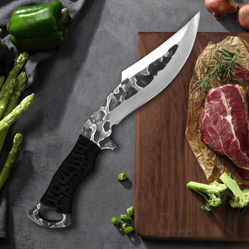 6 Inch Handmade Forged Butcher Knife Stainless Steel Boning Knife with Sheath Sharp Cleaver Meat Vegetable Slicing Cooking Knife