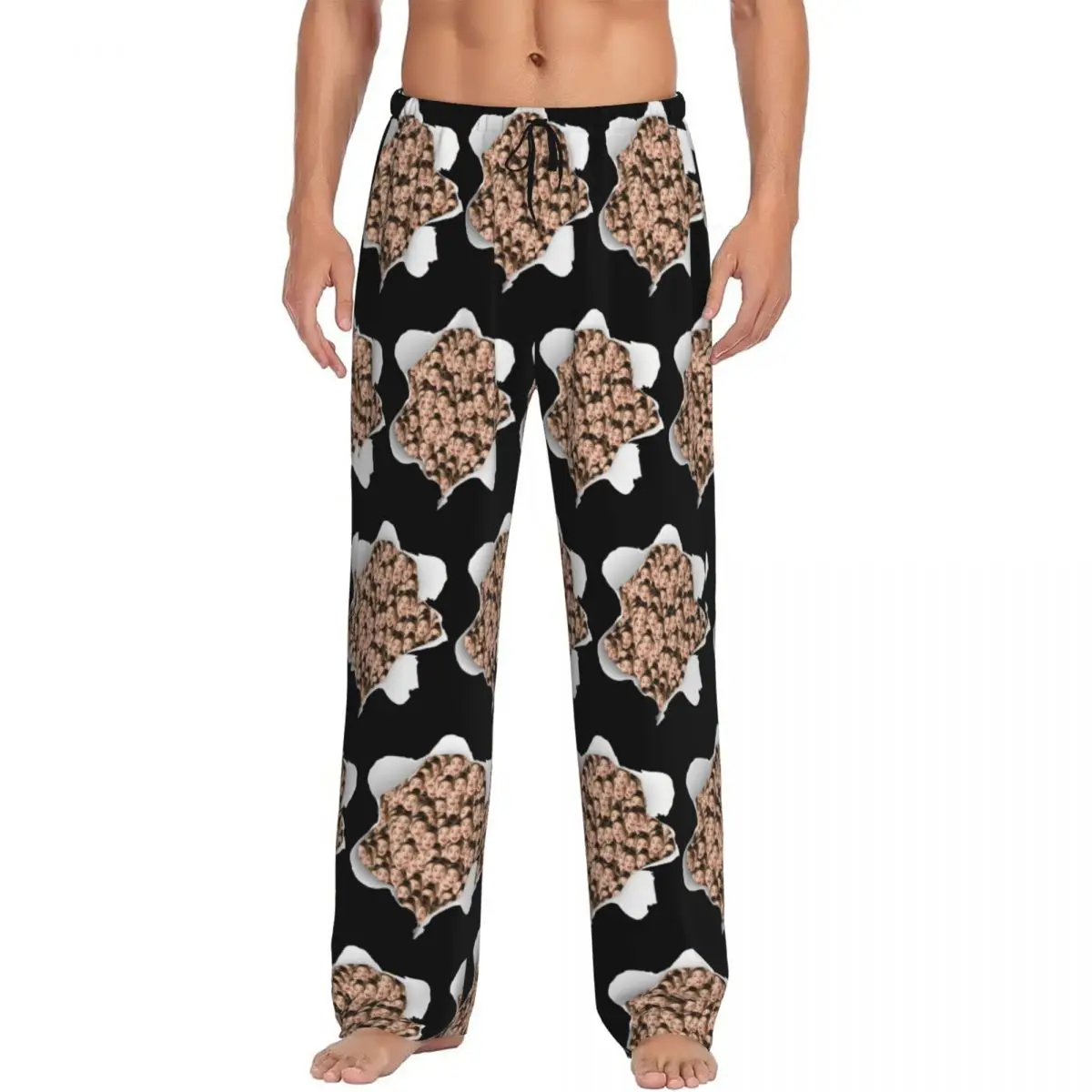 

Custom Hole Face Personalized Face Photo Pajama Pants Men's Lounge Sleep Stretch Sleepwear Bottoms with Pockets
