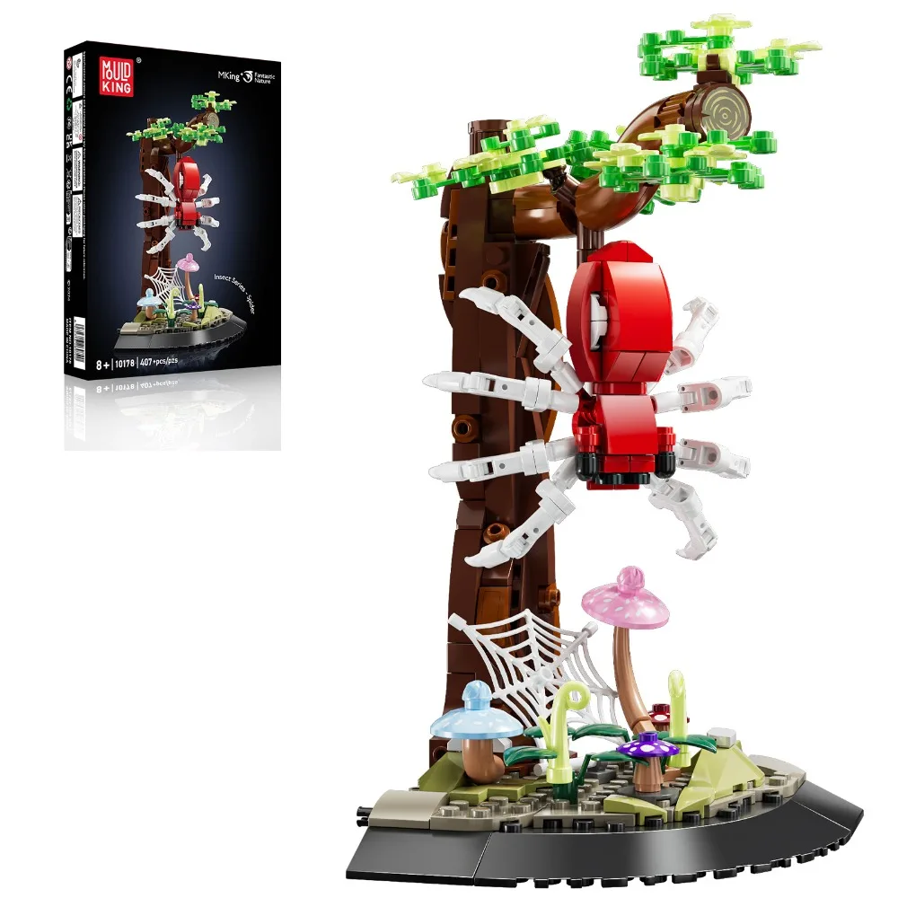 몰드 킹 10178 거미 블록 놀라운 자연 시리즈 모델 사실적인 곤충 교육용 장난감 책상 장식 선물 407PCS