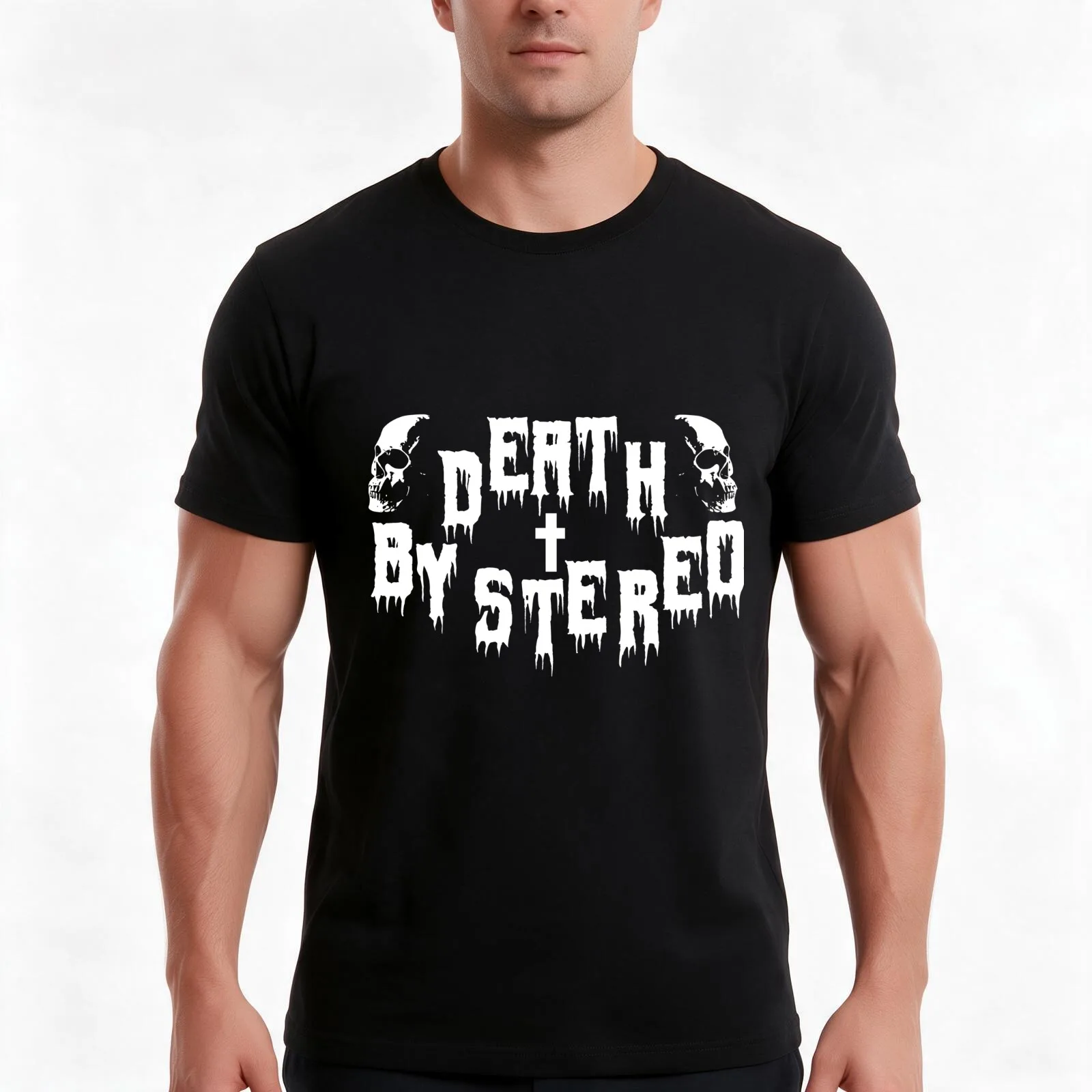 Death by stereo design T-Shirt, Summer Casual Cotton Tee, Oversized Streetwear Tops, Vintage Graphic Print, Unisex Men Women