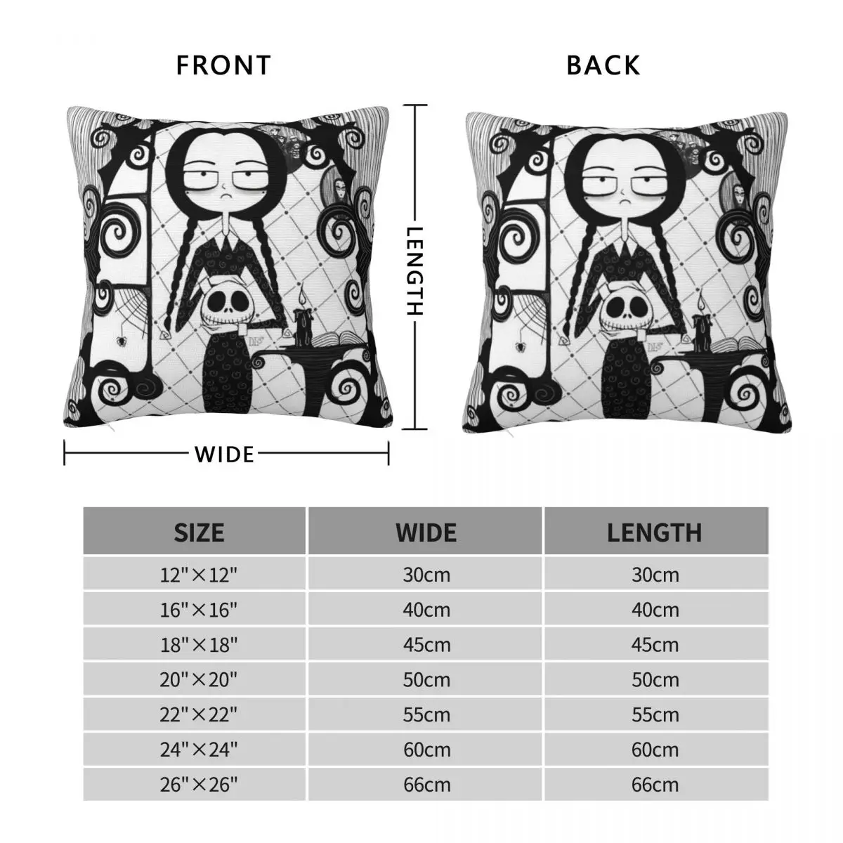 Wednesday Addams Pillowcase Polyester Linen Velvet Creative Zip Decorative Sofa Seater Cushion Cover 45x45