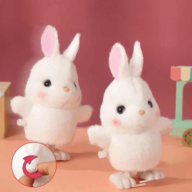 Cute Wind up Jumping Bear Plush Toy for Kids - Stuffed Animal Rabbit Clockwork Walking Fun Gift for Boys And Girls