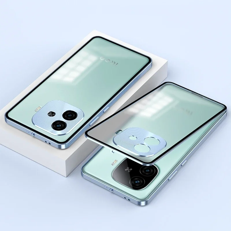 Für VIVO IQOO Z9 Turbo Fall Aluminium Legierung Matte Rahmen Stoßfest Stoßstange für Iqoo Z9turbo Gehärtetem Glas Harte Fällen abdeckung