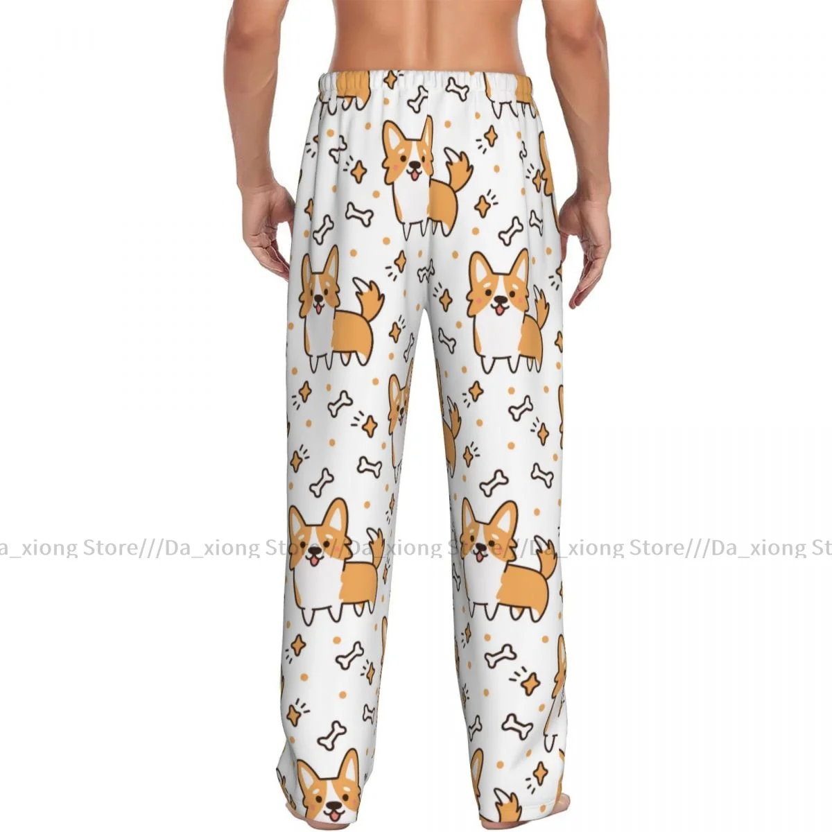 Pantalones de dormir para hombre, con corazones Pantalón de pijama, estrellas, huesos, Corgi galés