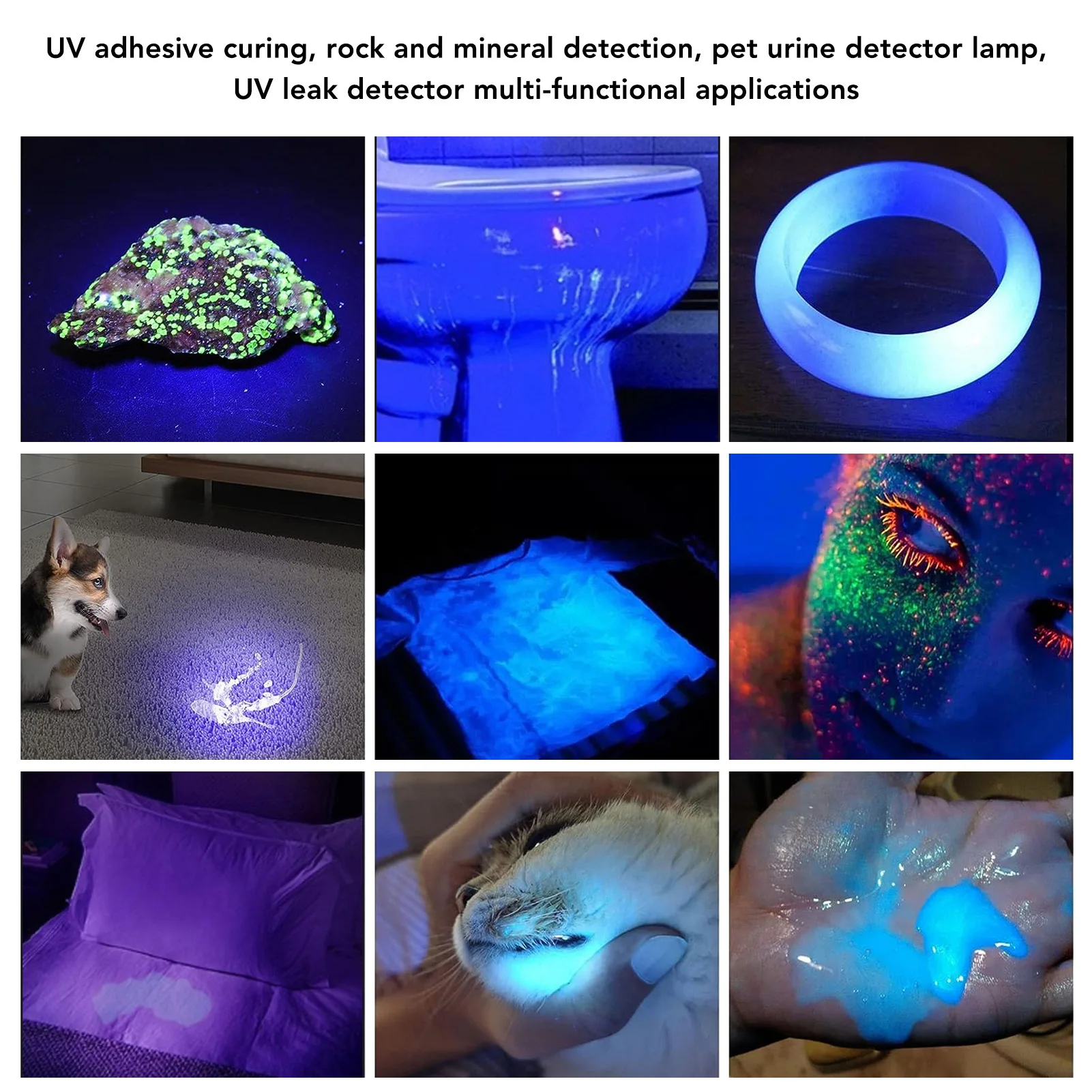 Lampe de poche UV LED Blacklight, ZK40, 365nm, Rock NapDetection, Détecteur d'urine pour animaux de compagnie, Détecteur de fuite AC