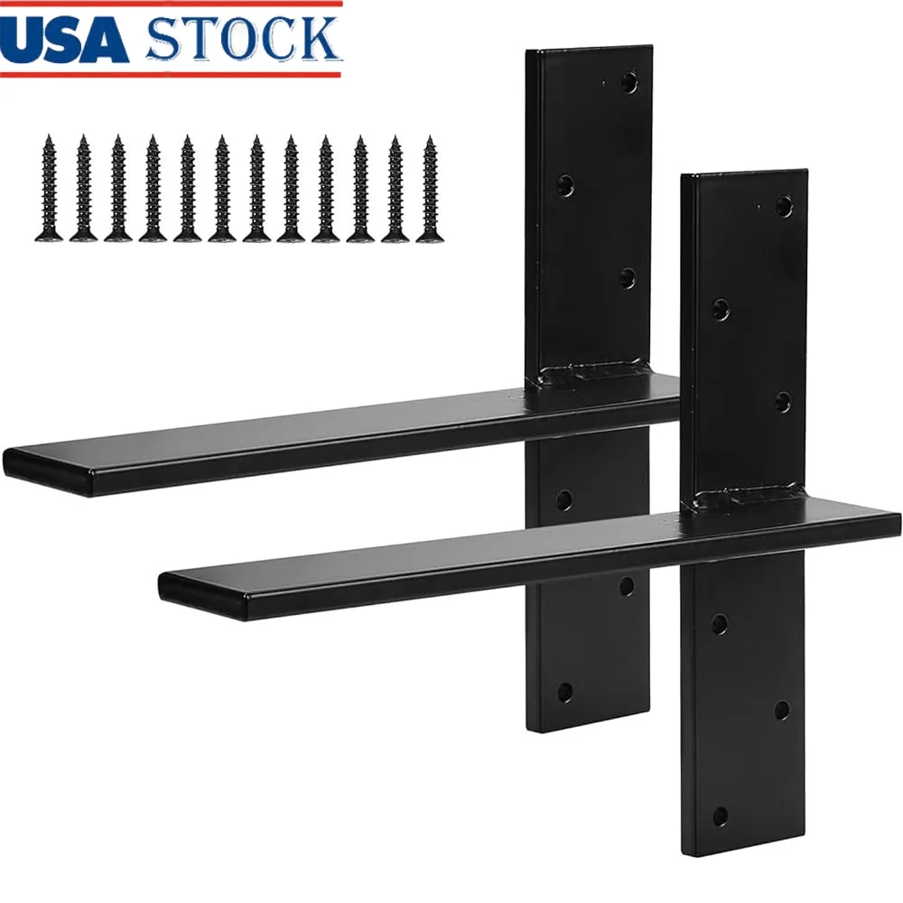 

2-Pack Heavy Duty T Shelf Bracket Solid Steel Floating Countertop Support Granite Quartz Kitchen Bathroom Storage Solutions