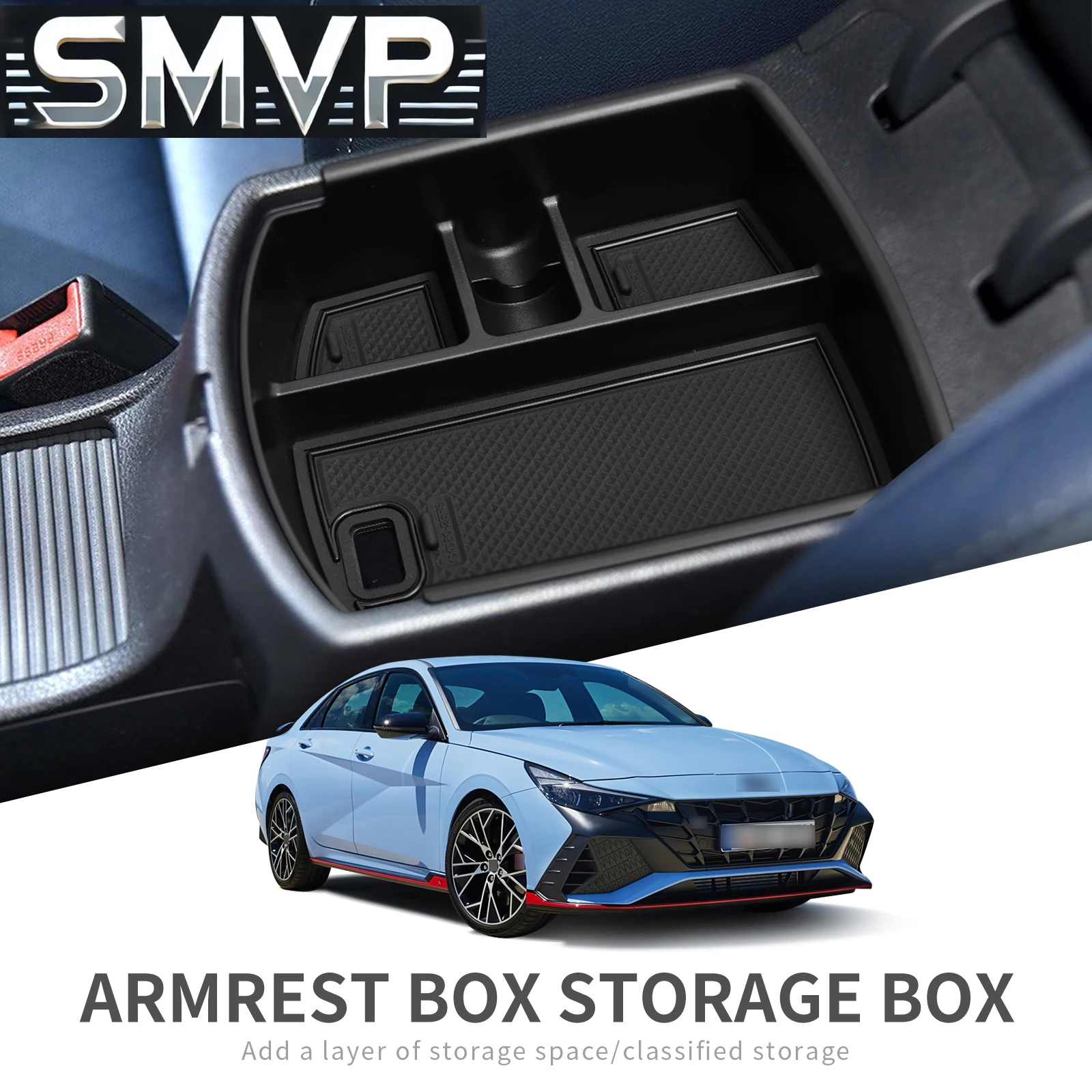 Fit สําหรับ Hyundai I30 I30 N ขวาหางเสือ 2018-2025 ที่เก็บกล่องถาดรถจัดอุปกรณ์เสริมการจัดเตรียมสีดํา