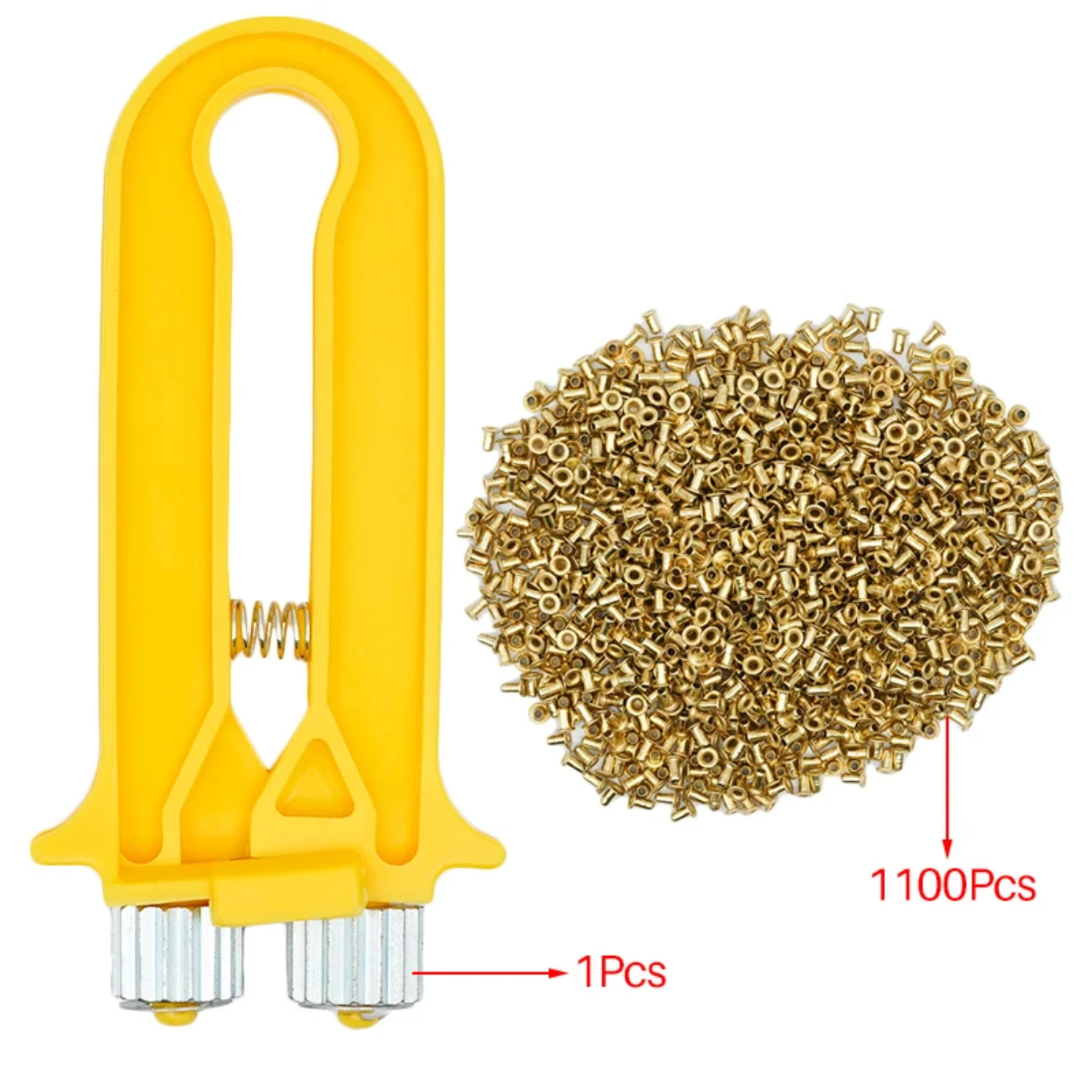 High Quality 1100 Pcs Copper Eyes Box & 1 Pcs Frame Tensioner Beekeeping Combo Tools for Threading Holes - Essential Equipment f